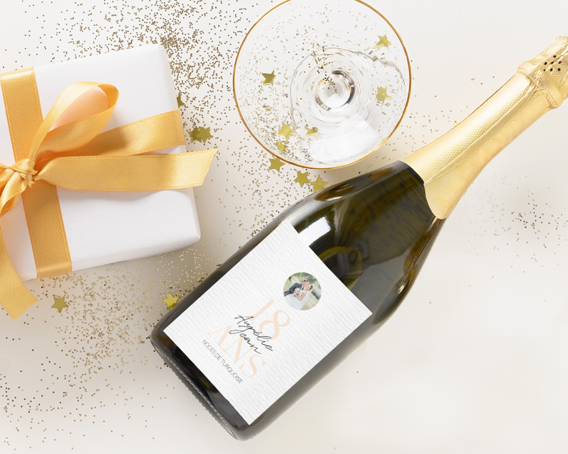 Bouteille de champagne personnalisée anniversaire de mariage - Noces de Turquoise