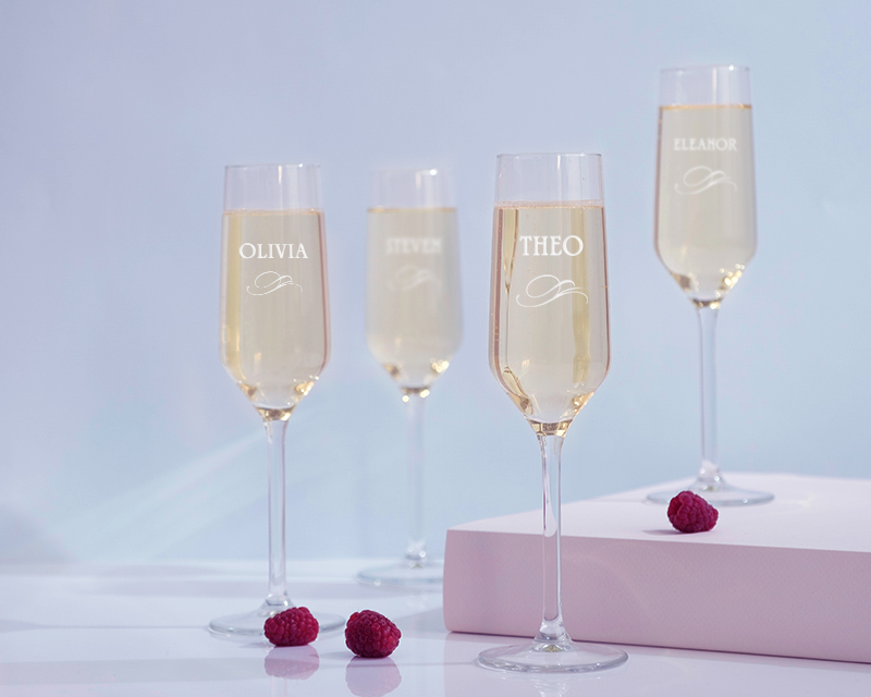 Lot de Flûtes à Champagne Personnalisables - Prénom