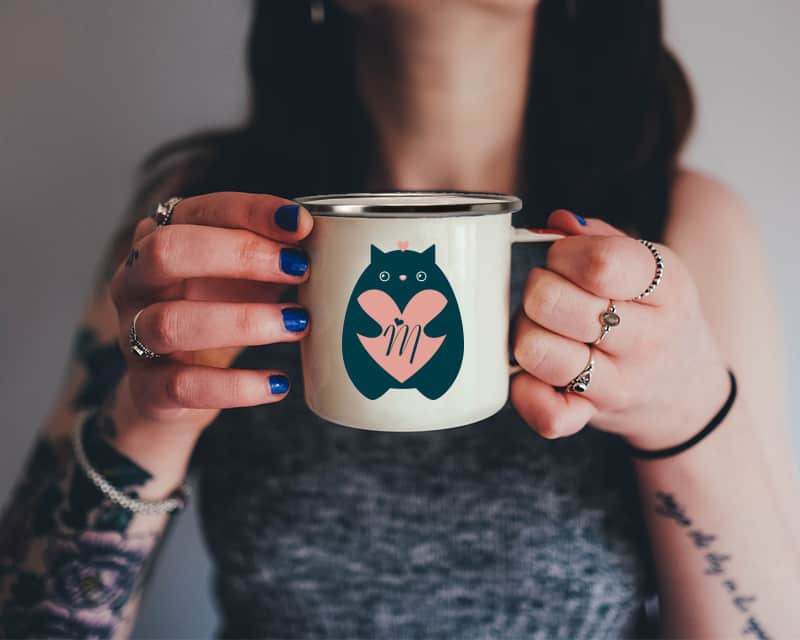 Mug émaillé Love Cat