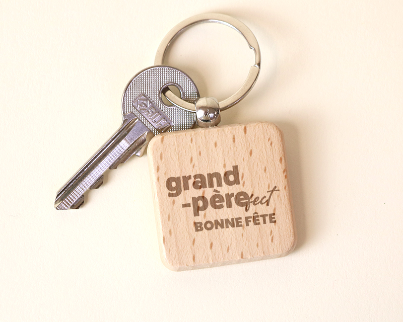 Porte-clés en bois personnalisé - Grand Père-fect