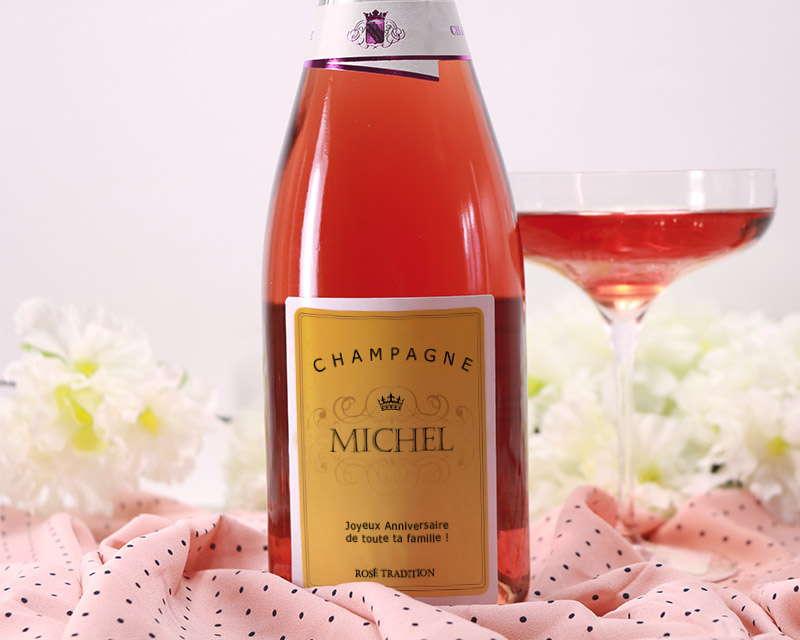 Bouteille de champagne rosé personnalisée - Prénom