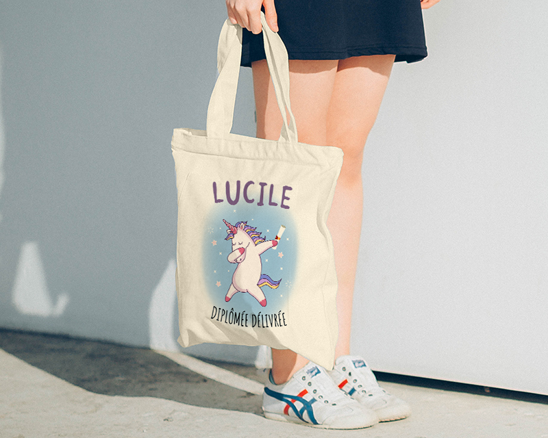 Tote bag Personnalisable - Licorne diplômée - 100% coton naturel