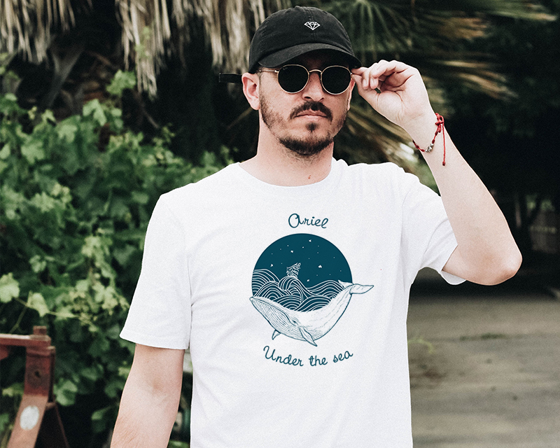 T-shirt blanc homme Personnalisable - Baleine