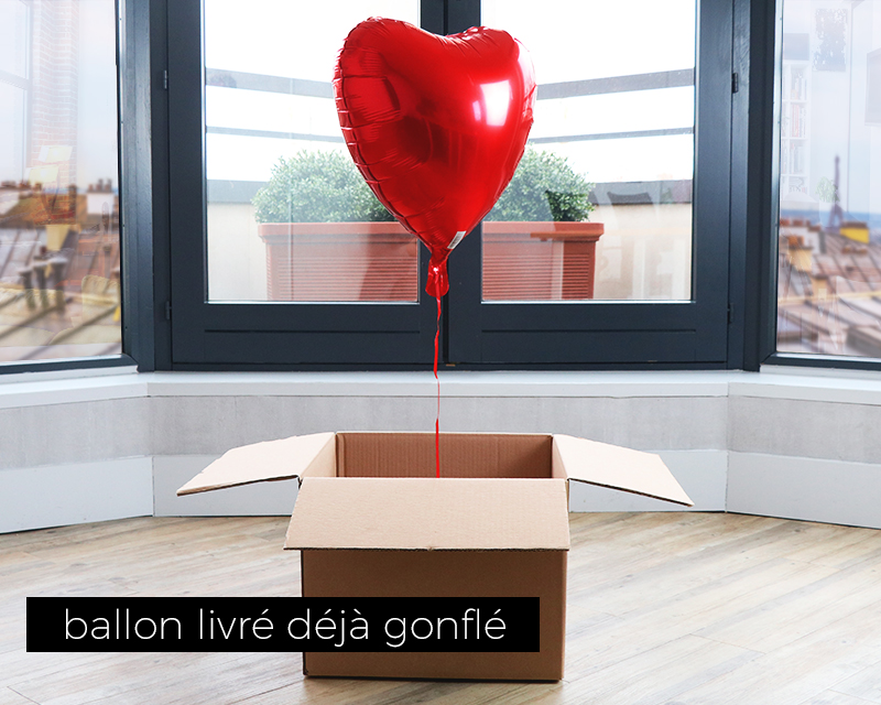 Coussin coeur personnalisé photo - Avec ballon cœur hélium