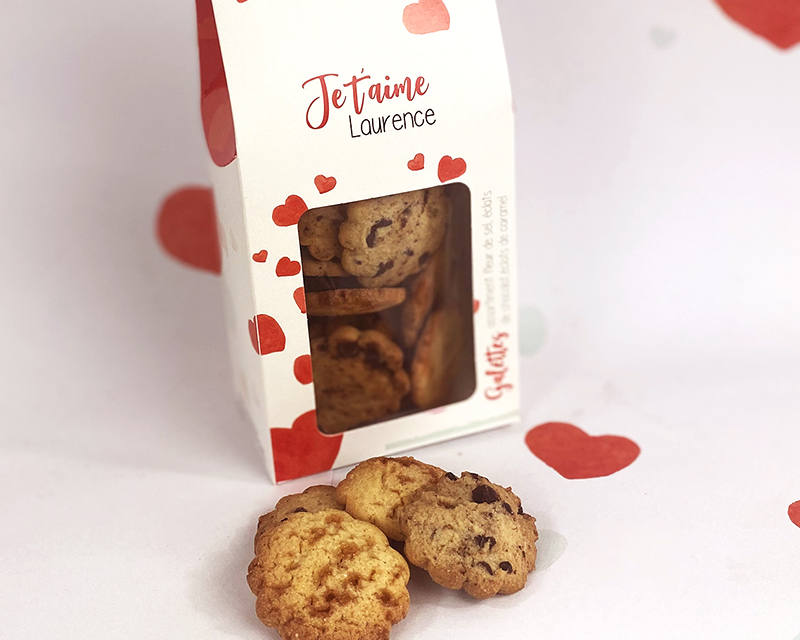 Sachet personnalisé biscuits - Amour