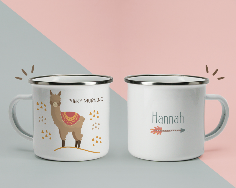 Mug émaillé personnalisé prénom - Lama