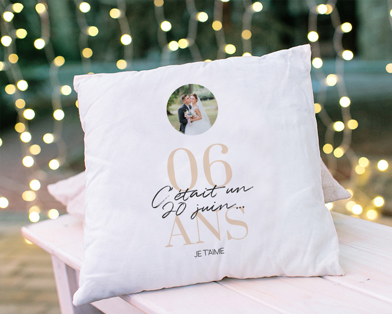 Coussin personnalisé anniversaire de mariage - Noces de Chypre