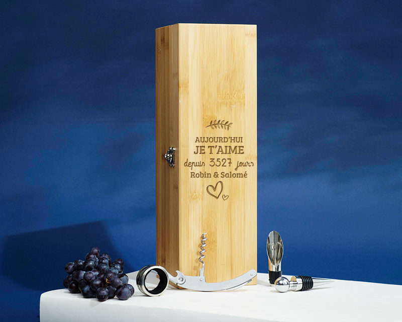 Coffret Sommelier 4 accessoires - Aujourd'hui je t'aime depuis ...