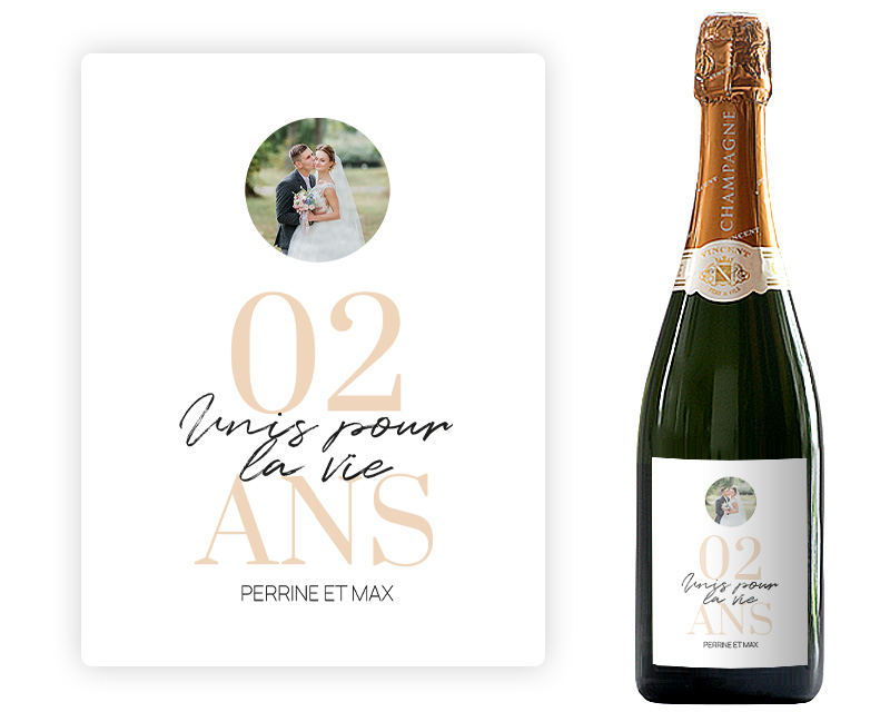 Bouteille de champagne personnalisée anniversaire de mariage - Noces de Cuir