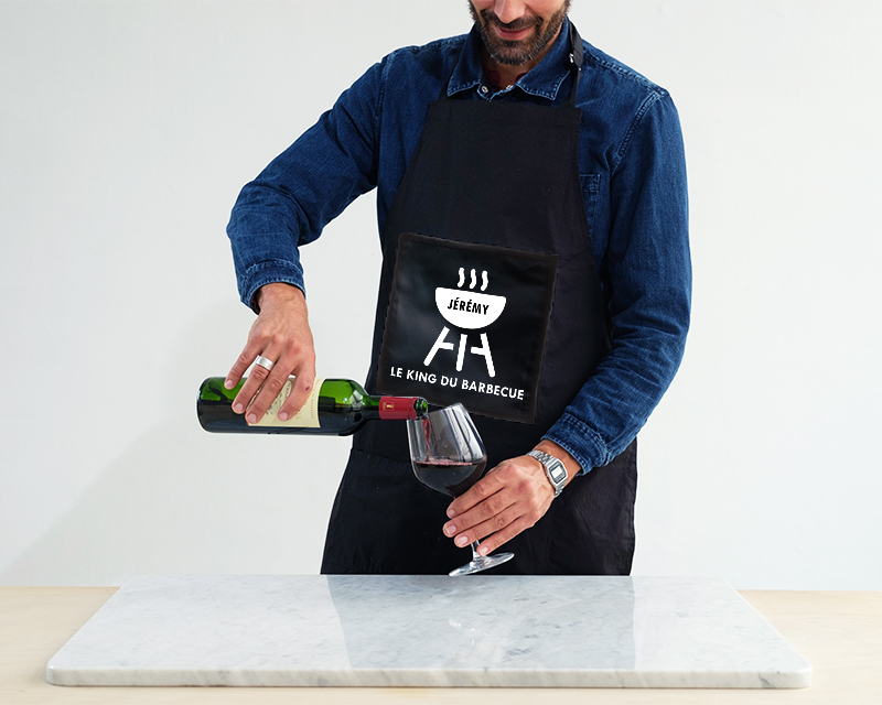 Tablier de cuisine noir personnalisé Barbecue