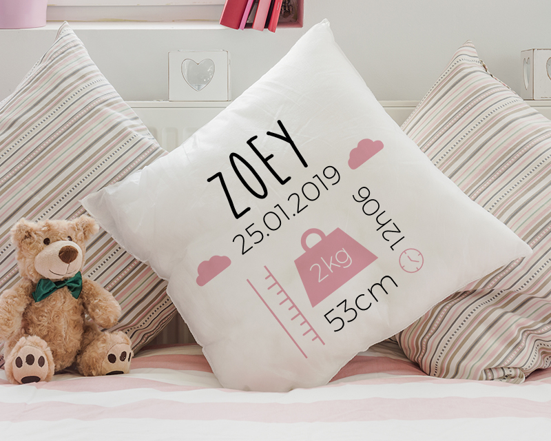 Coussin Personnalisable - Naissance - Rose