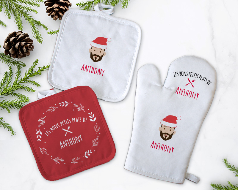 Gant de cuisine et maniques personnalisables déco de Noël