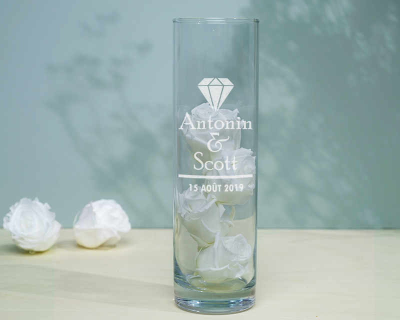 Vase Personnalisable et ses roses éternelles - Noces