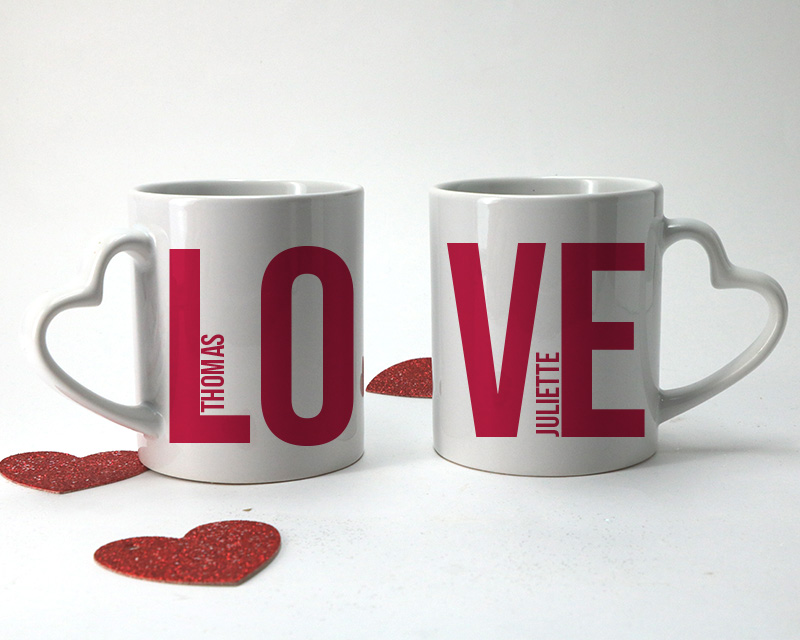 Lot de 2 Mugs Coeurs Personnalisables - Love