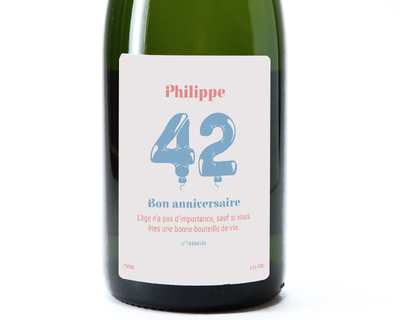 Bouteille de champagne - Collection ballons d'anniversaire