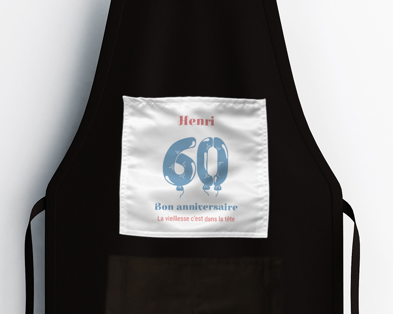 Tablier de cuisine noir - Collection ballons d'anniversaire