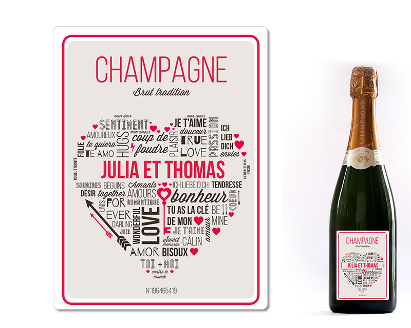 Champagne Personnalisable - Mots d'Amour