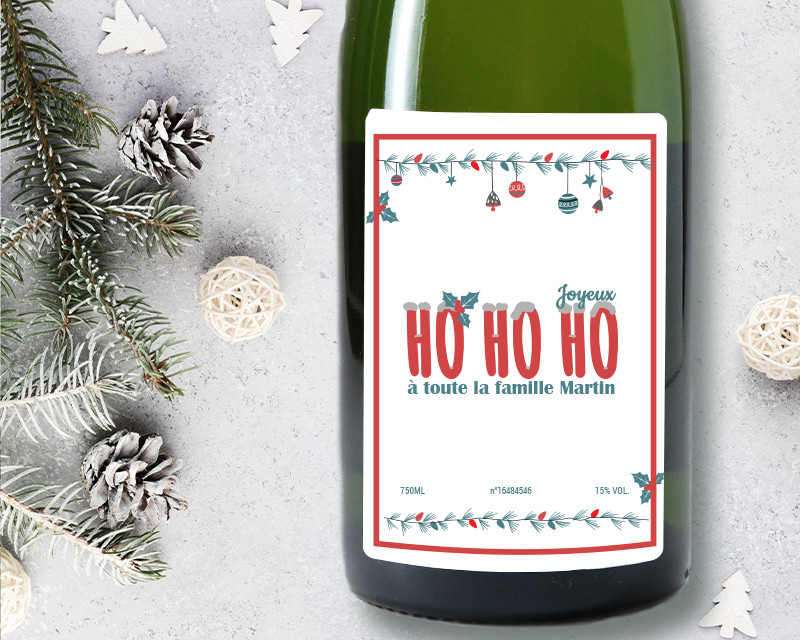 Bouteille de champagne personnalisée Noël - Ho Ho Ho !