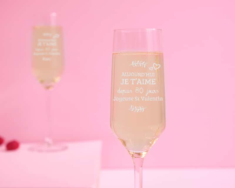 Flûtes à champagne personnalisées couple - Aujourd'hui je t'aime depuis