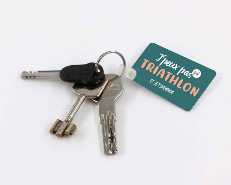 Porte clés personnalisable - J'peux pas j'ai triathlon