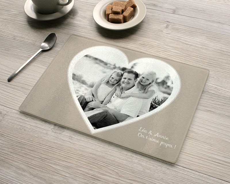 Planche à découper en verre Coeur Photo