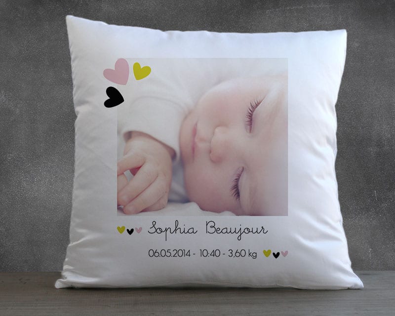 Coussin Naissance Coeur Photo