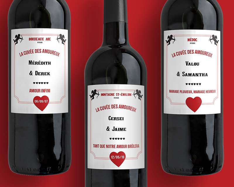 Bouteilles de vin de Bordeaux Cupidon
