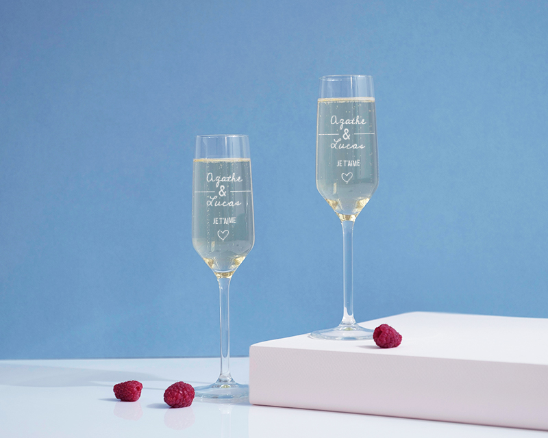 Flûtes à champagne personnalisées couple - Jour de rencontre