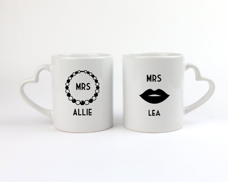 Lot de 2 Mugs cœurs Personnalisables - Mrs & Mrs
