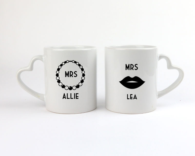 Duo de mugs personnalisés prénoms couple - Mrs & Mrs