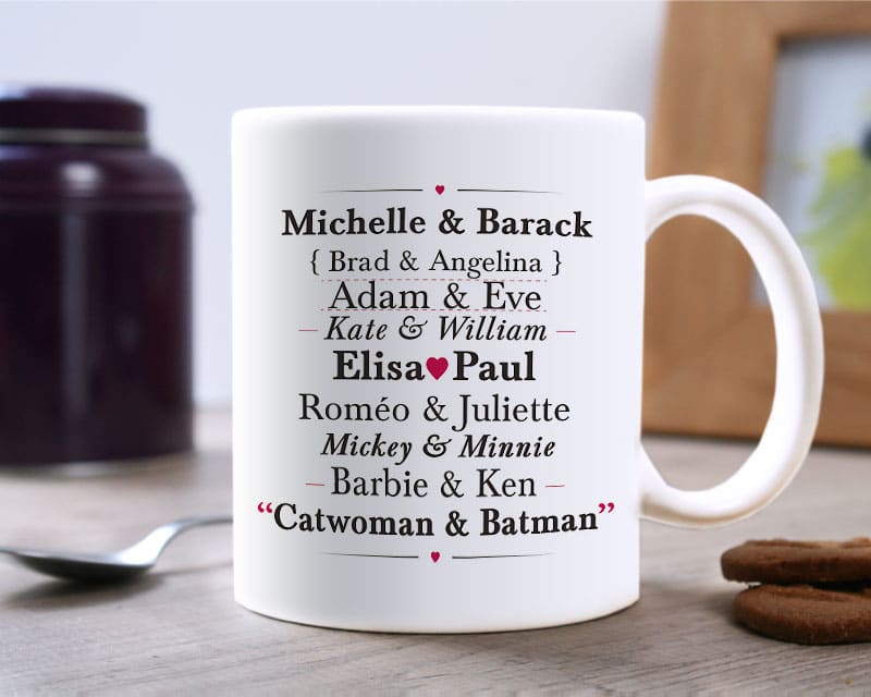 Mug personnalisé prénoms - Couples Célèbres