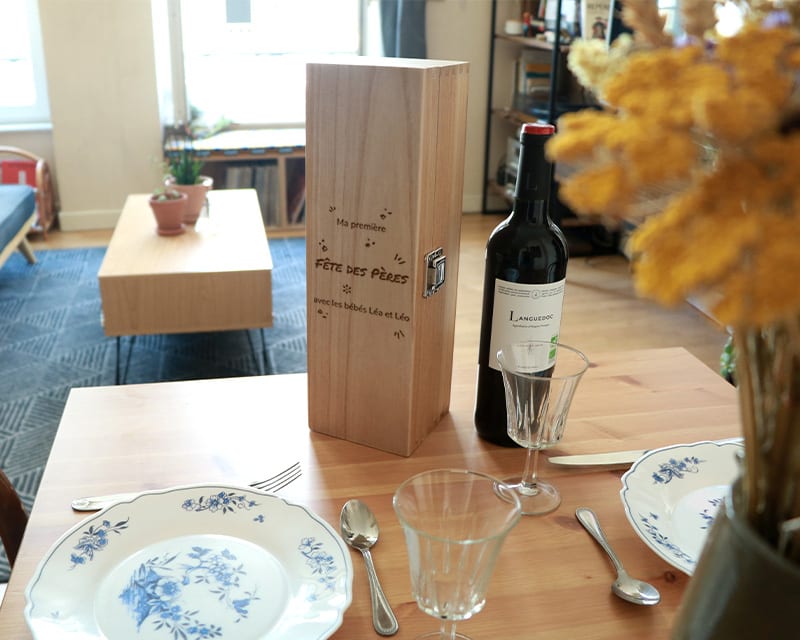 Caisse à Vin Gravée - Ma Première Fête des Pères