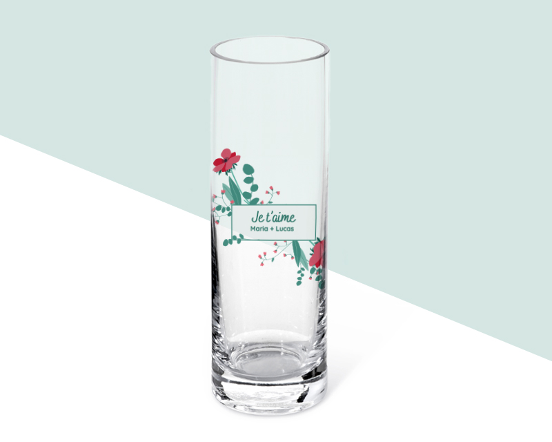 Vase personnalisé cylindrique - Message fleurs - Cadeaux.com
