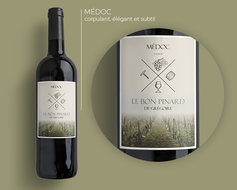 Bouteille de vin de Bordeaux personnalisée message - Vignes