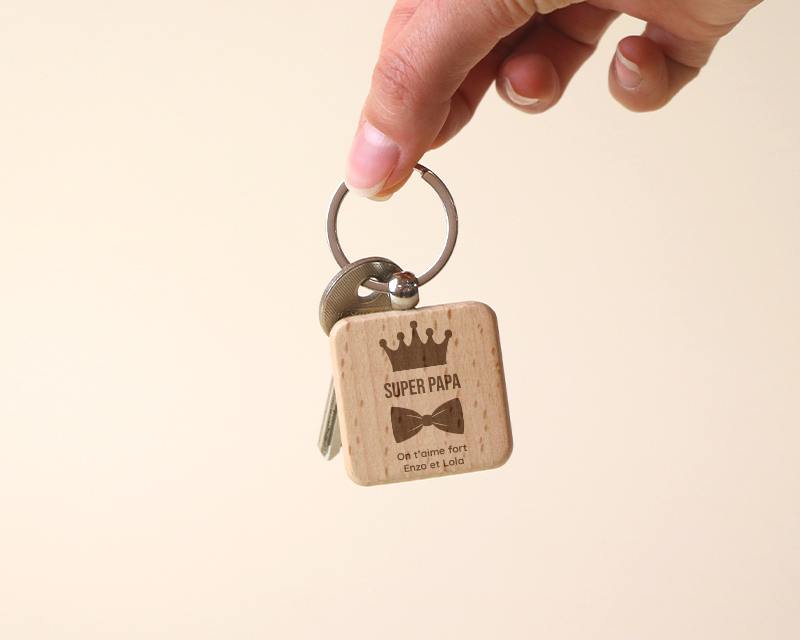 Porte-clés en bois personnalisé - Papa Royal