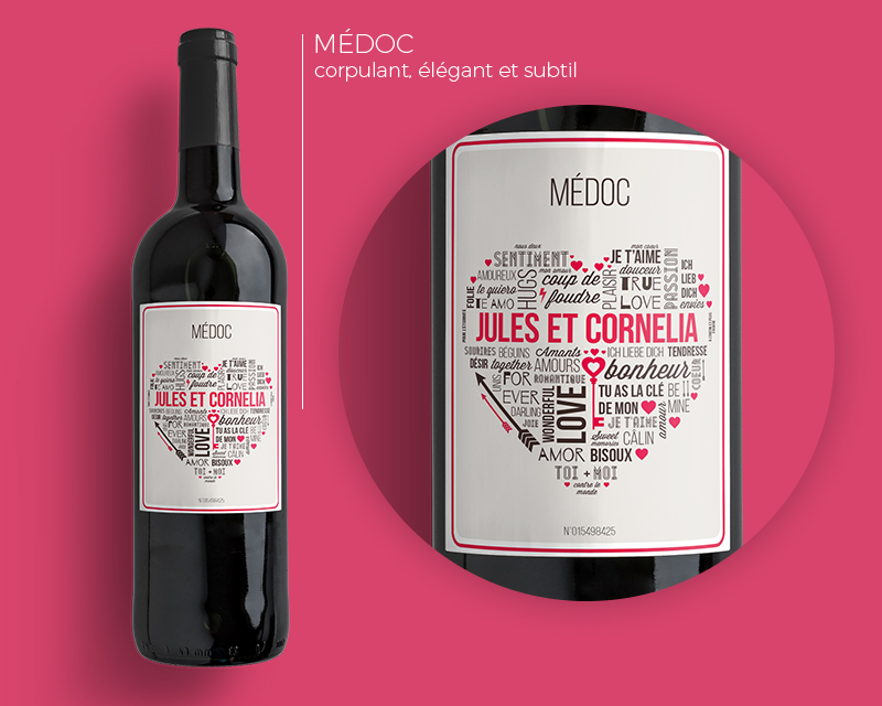 Bouteilles de Vins mots d'Amour