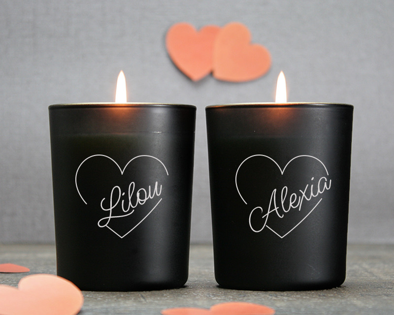 Lot de 2 Bougies Gravées Coeur