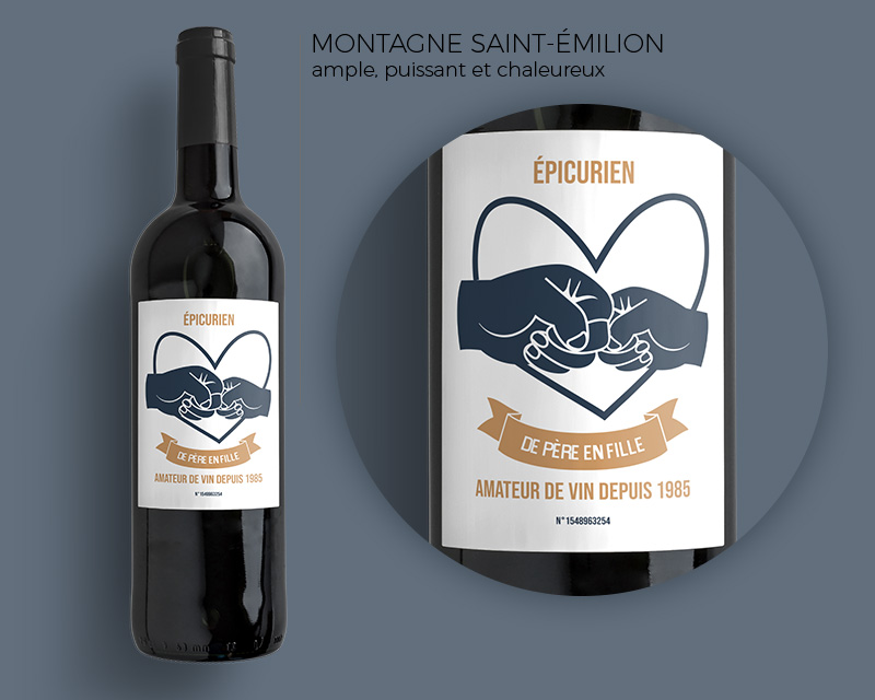 Bouteilles de vin de Bordeaux personnalisables - De Père en Fils - Fille