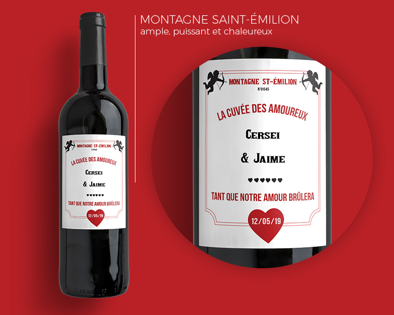 Bouteilles de vin de Bordeaux Cupidon