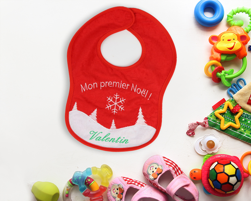 Bavoir brodé bébé premier Noël