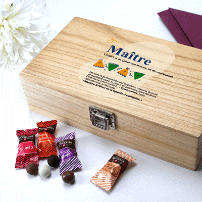 Coffret de chocolats Monbana personnalisé - Définition Maitresse/Maitre