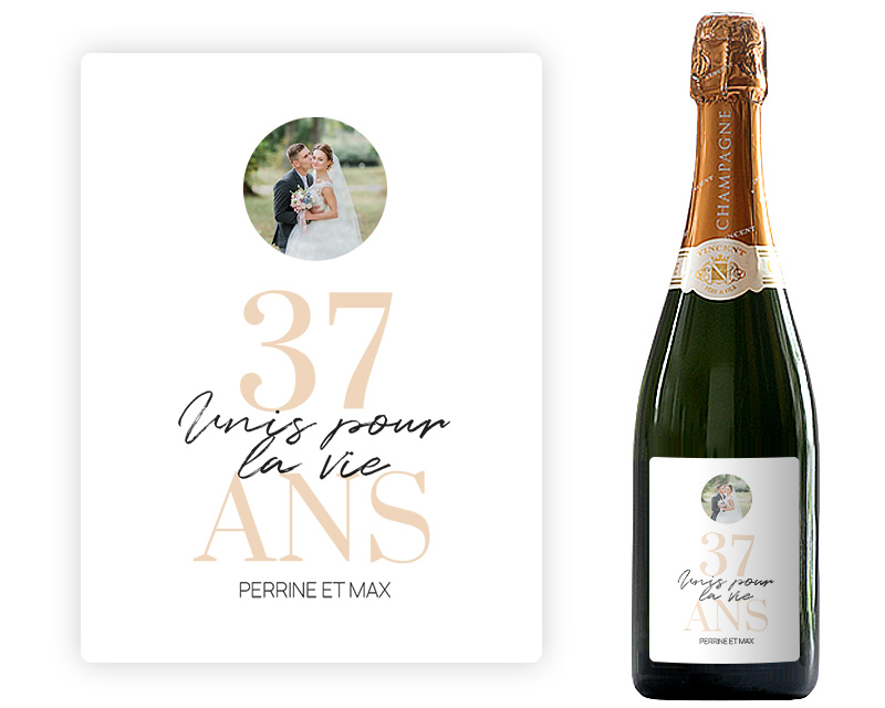 Bouteille de champagne personnalisée - Noces de Papier