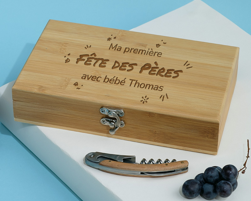Coffret Sommelier gravé et ses accessoires - Ma Première Fête des Pères