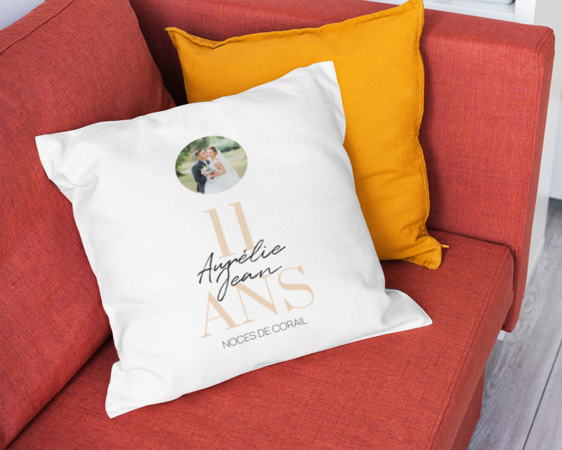 Coussin personnalisé - Noces de Corail