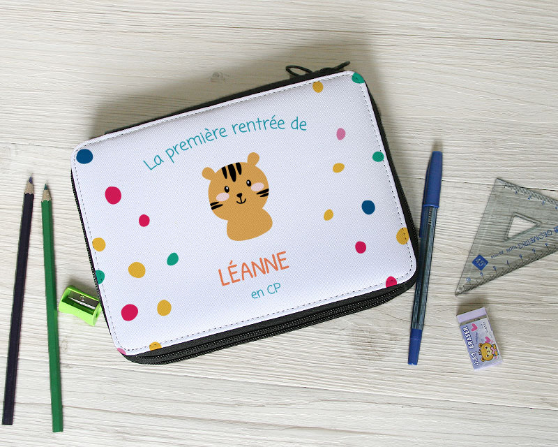 Trousse d'école personnalisée animaux avec fournitures