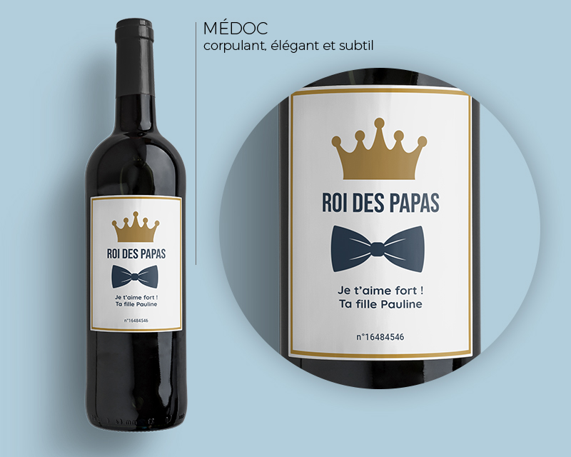 Voir l'image 3 du produit Bouteille de vin de Bordeaux personnalisée - Papa Royal