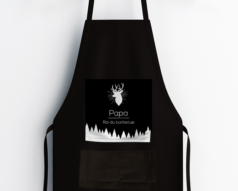 Tablier noir Personnalisable - Cerf