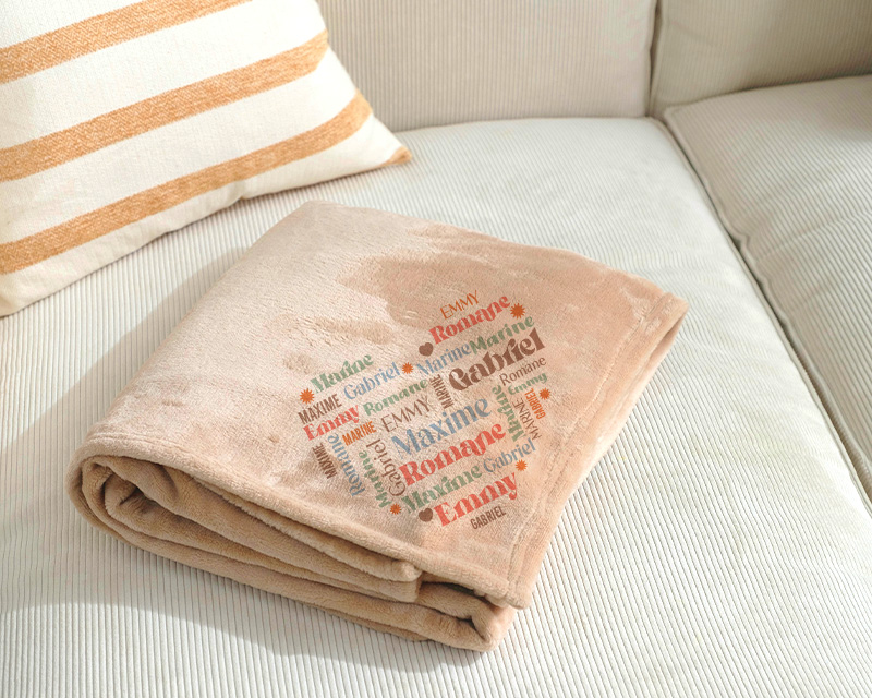 Cadeau plaid personnalisé coeur famille