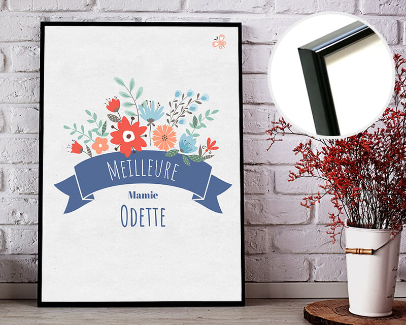 Affiche encadrée personnalisable - Mamie Fleurie