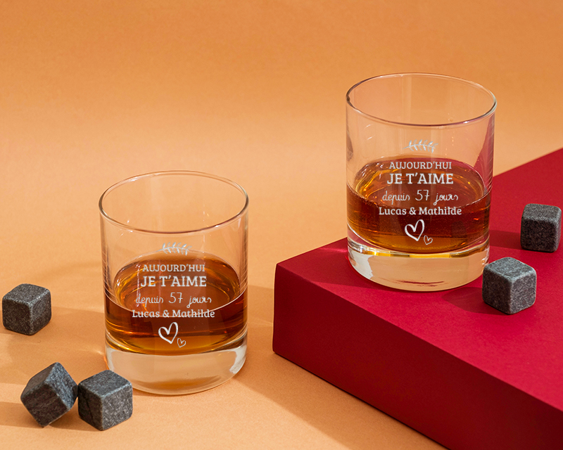 Verre à Whisky Personnalisable - Aujourd'hui, je t'aime depuis X jours